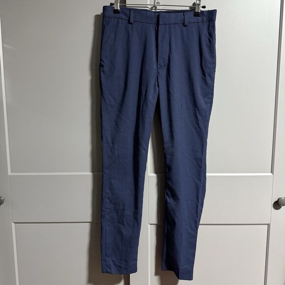 NWT H&M Men Crop Skinny Fit Business Work Trouser Pants Blue 30R Career - Picture 1 of 8